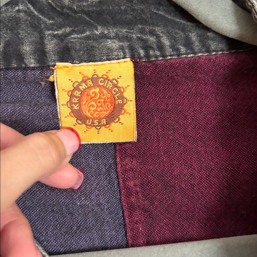 Karma Circle U.S.A Patchwork Long Sleeve Shirt Si… - image 2